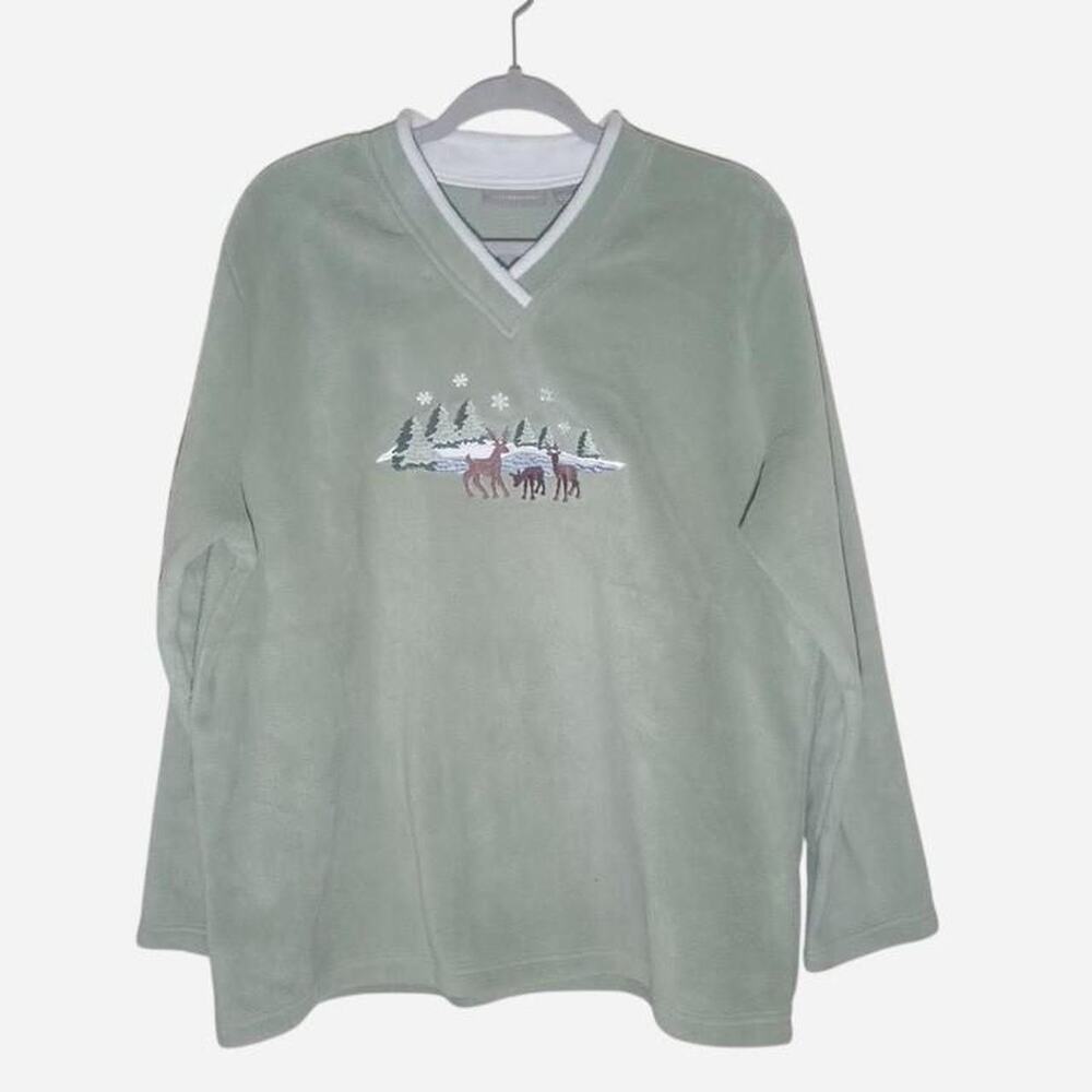 Croft & Barrow Fleece V Neck Pullover size L